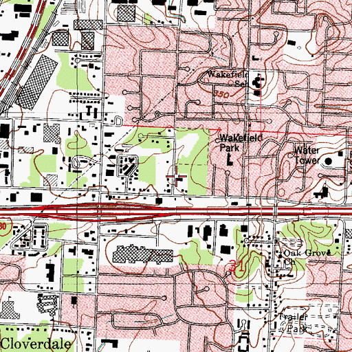 Topographic Map of Liberty Missionary Baptist Church, AR