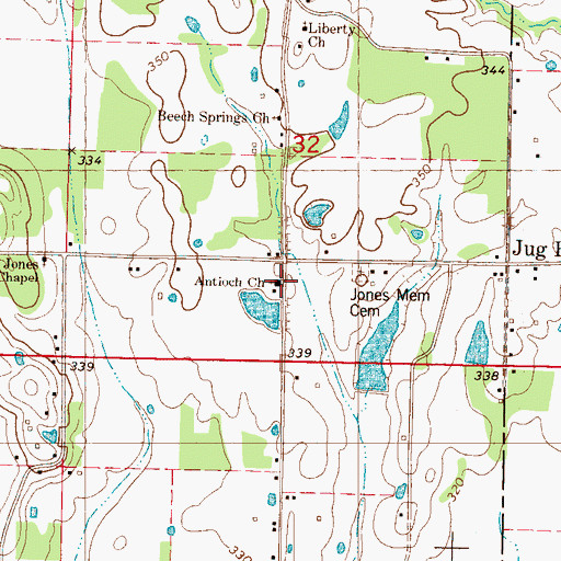 Topographic Map of Antioch Church, MS