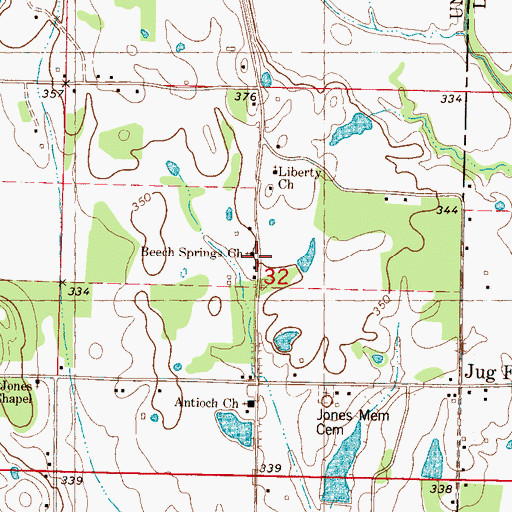 Topographic Map of Beech Springs Church, MS