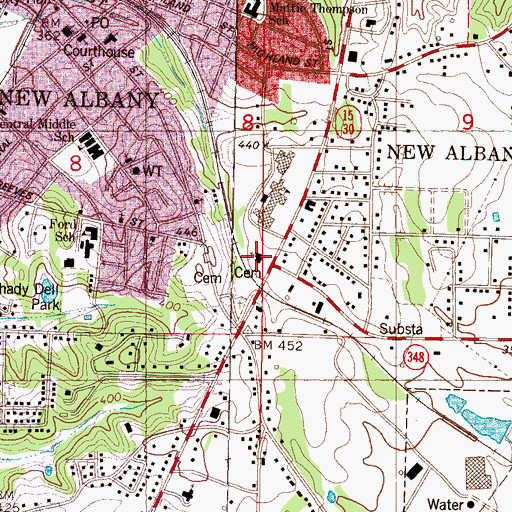 Topographic Map of Calvary United Methodist Church, MS