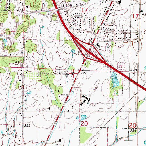 Topographic Map of Church of Christ, MS