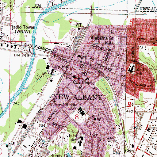 Topographic Map of First Baptist Church, MS