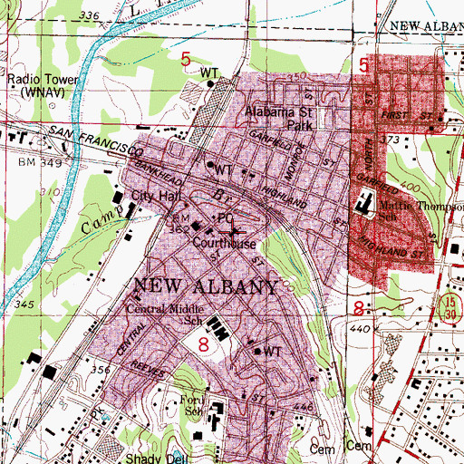 Topographic Map of First United Methodist Church, MS