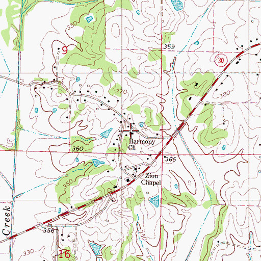 Topographic Map of Harmony Church, MS