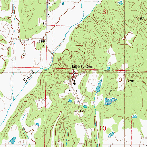 Topographic Map of Liberty Cemetery, MS