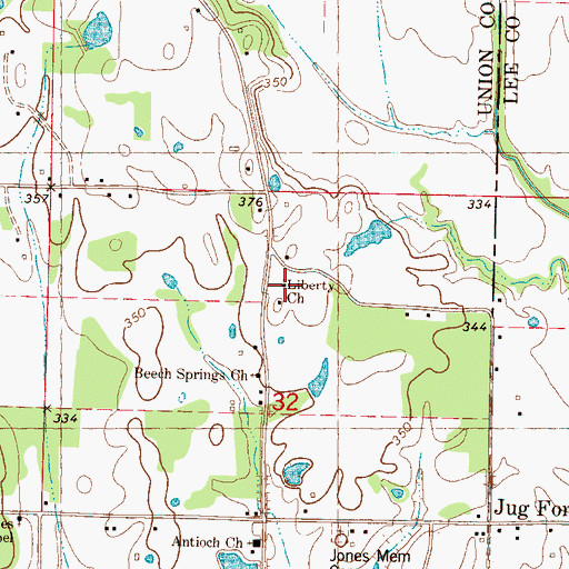 Topographic Map of Liberty Church, MS