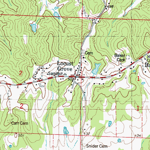 Topographic Map of Locust Grove, MS