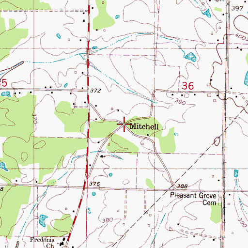 Topographic Map of Mitchell, MS