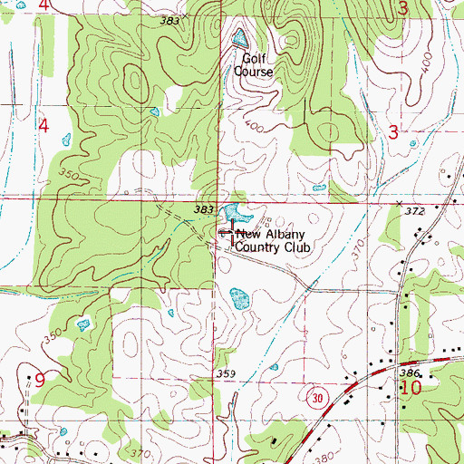 Topographic Map of New Albany Country Club, MS