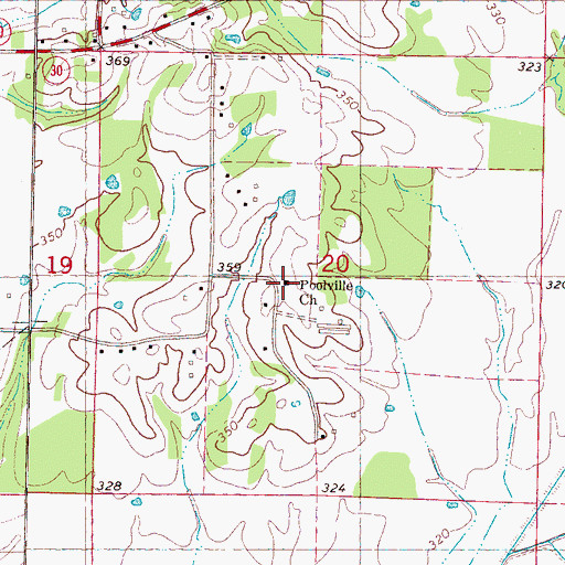 Topographic Map of Poolville Church, MS