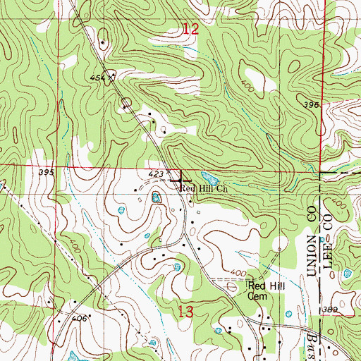 Topographic Map of Red Hill Church, MS