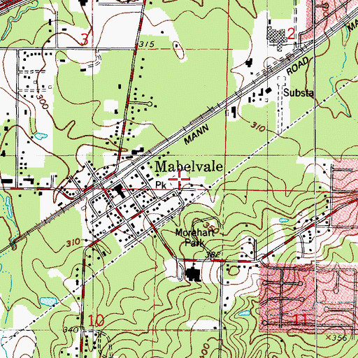Topographic Map of Little Oaks Park, AR