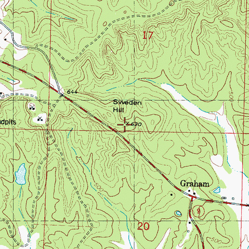 Topographic Map of Sweden Hill, MS