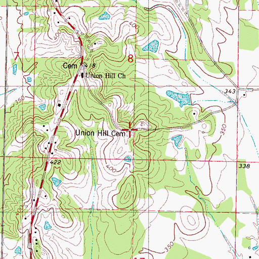 Topographic Map of Union Hill Cemetery, MS
