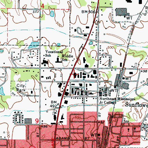 Topographic Map of Bonner Arnold Coliseum, MS