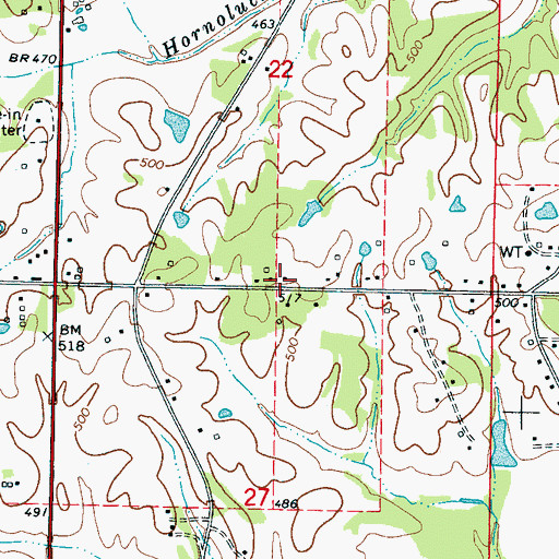 Topographic Map of Bynum, MS