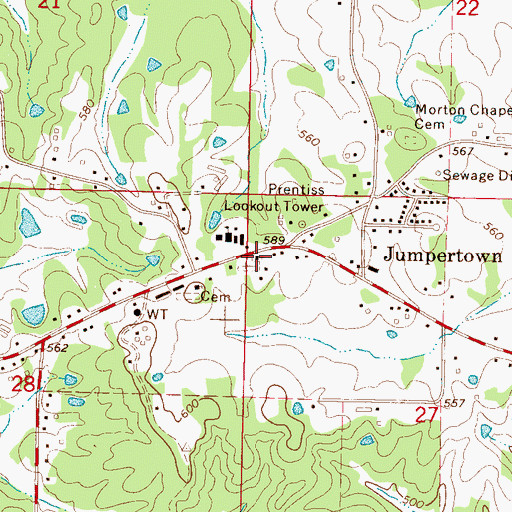 Topographic Map of Crossroads Church, MS