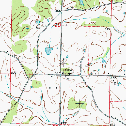 Topographic Map of Gaston School (historical), MS