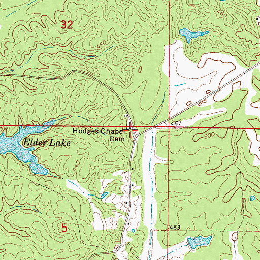 Topographic Map of Hodges Church (historical), MS