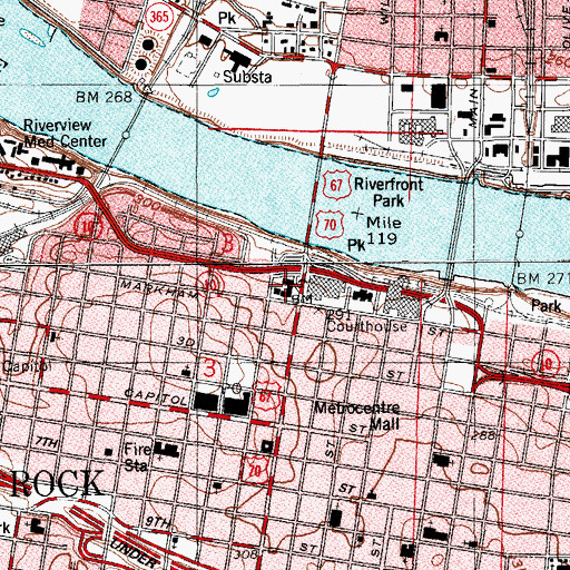 Topographic Map of Little Rock City Hall, AR