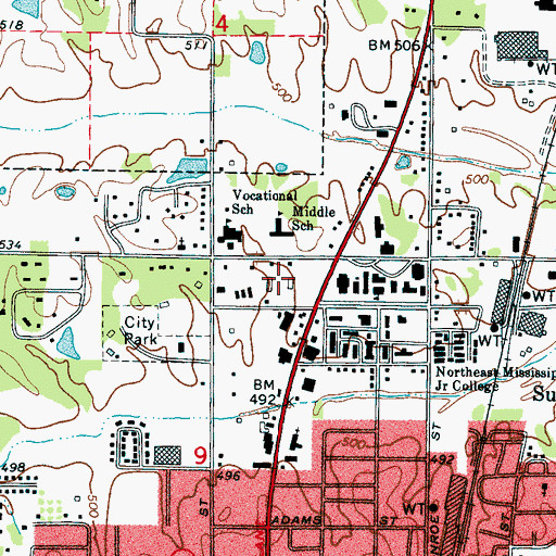 Topographic Map of Keenum Stadium, MS