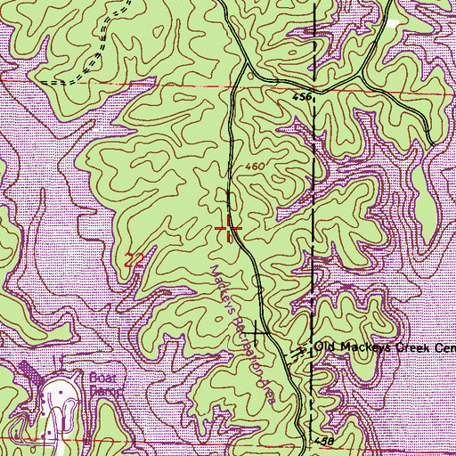 Topographic Map of Mackeys Recreation Area, MS