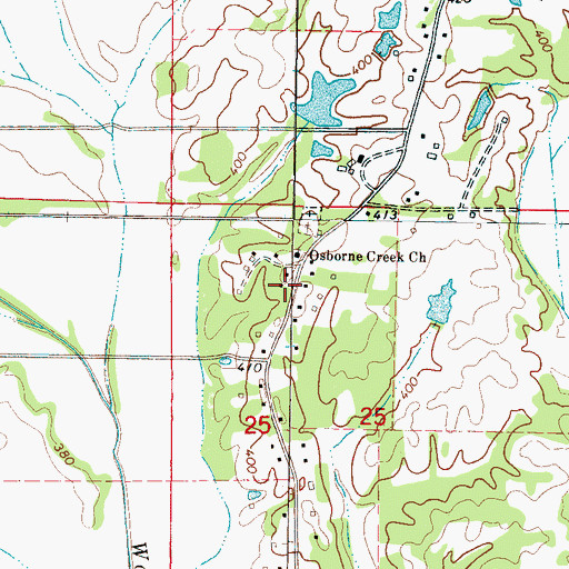 Topographic Map of Osborne School (historical), MS