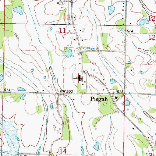 Topographic Map of Pisgah School (historical), MS