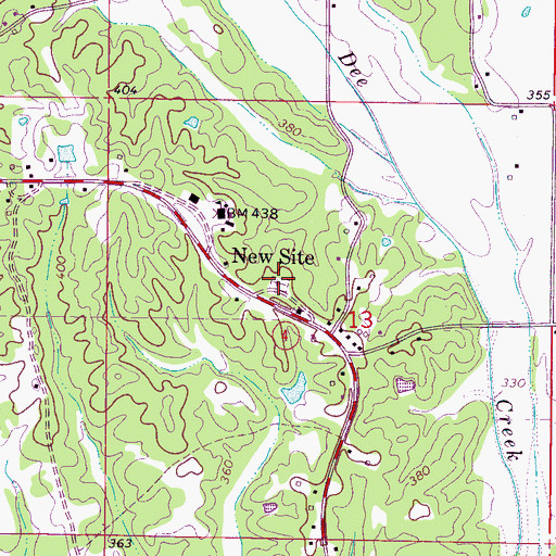 Topographic Map of Rhoads Cemetery, MS