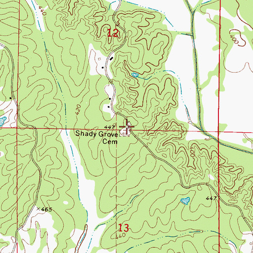 Topographic Map of Shady Grove Church (historical), MS