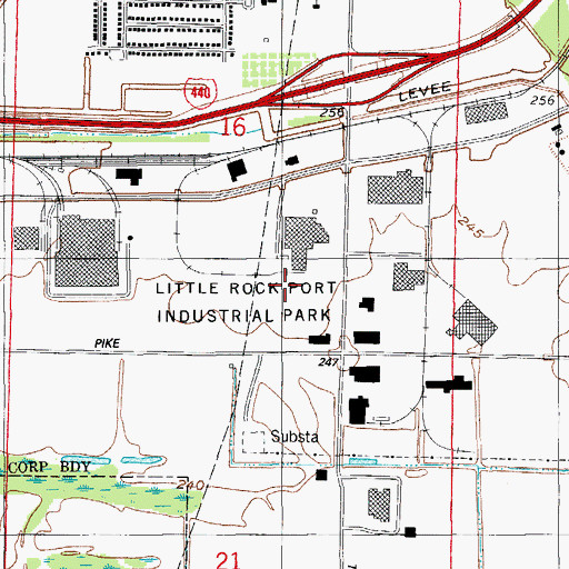 Topographic Map of Little Rock Port Industrial Park, AR