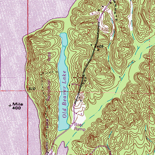 Topographic Map of Beaver Lake Recreation Area, MS