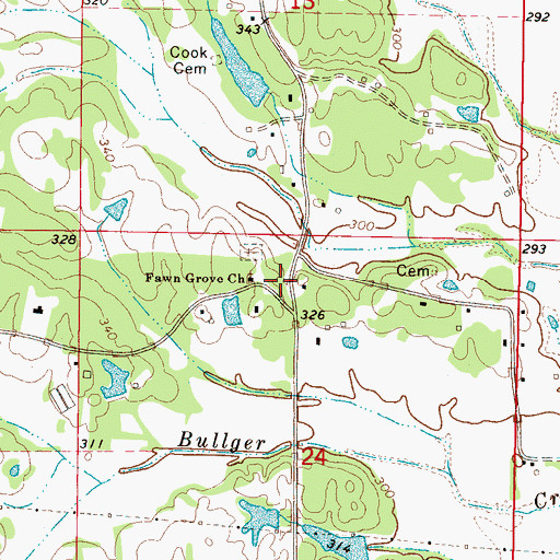 Topographic Map of Fawn School (historical), MS