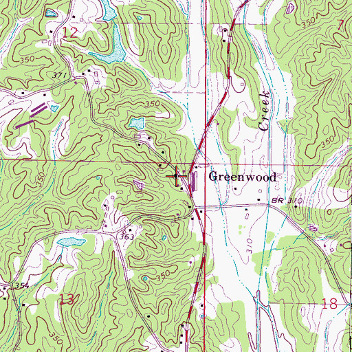 Topographic Map of Greenwood Baptist Church, MS