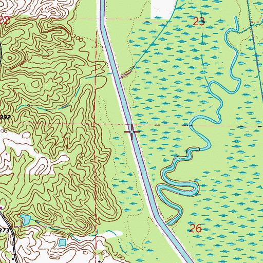 Topographic Map of John Bell Williams Wildlife Management Area, MS