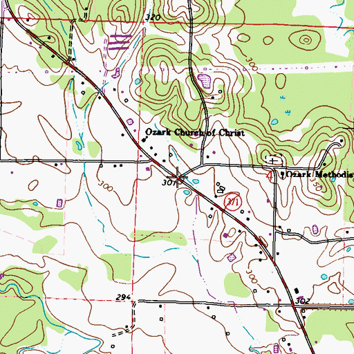 Topographic Map of Ozark, MS