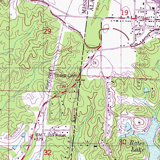 Topographic Map of Tharp Cemetery, AL