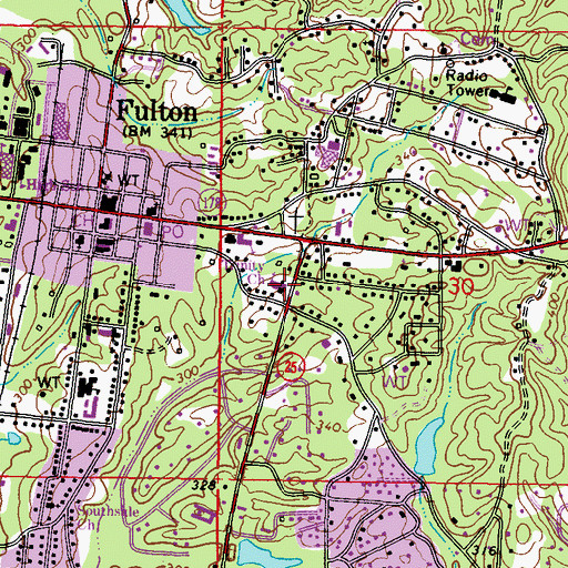 Topographic Map of Trinity Baptist Church, MS