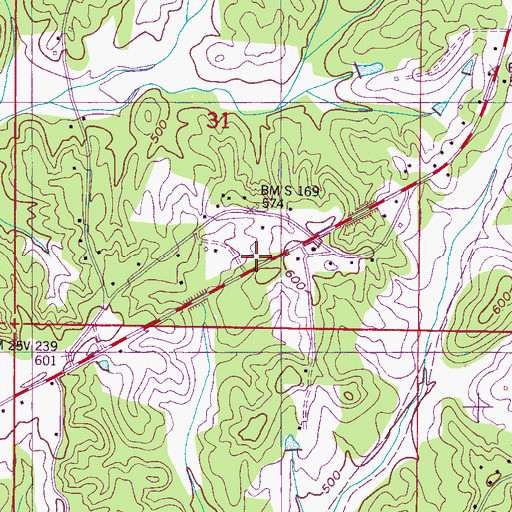 Topographic Map of Yocony (historical), MS