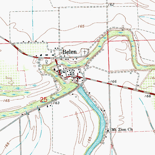Topographic Map of Belen Baptist Church, MS
