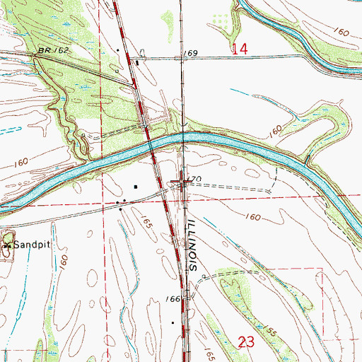 Topographic Map of Burgess (historical), MS