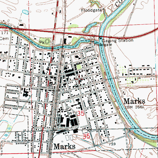 Topographic Map of First Baptist Church of Marks, MS