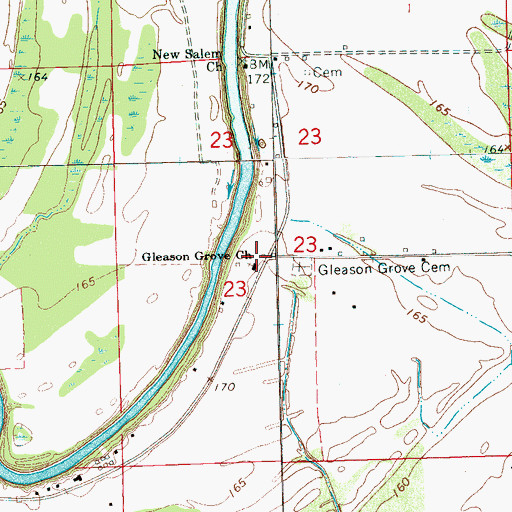 Topographic Map of Gleason School (historical), MS