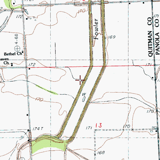 Topographic Map of Loggie Bayou, MS
