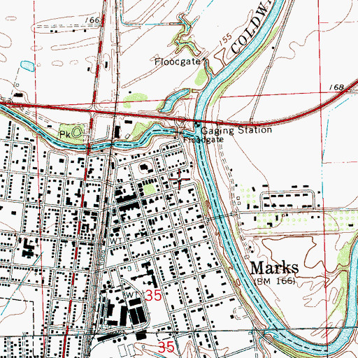 Topographic Map of Marks Church of Christ, MS
