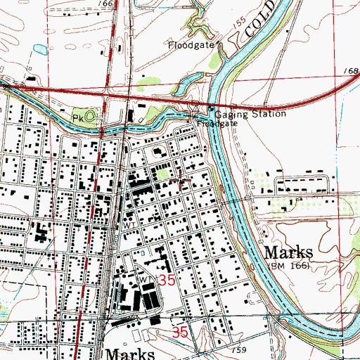 Topographic Map of Marks United Methodist Church, MS