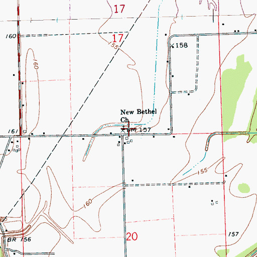 Topographic Map of Miller School (historical), MS
