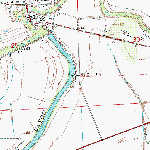 Topographic Map of Mount Zion School (historical), MS