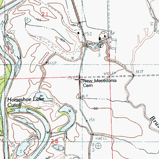 Topographic Map of New Macedonia Cemetery, MS