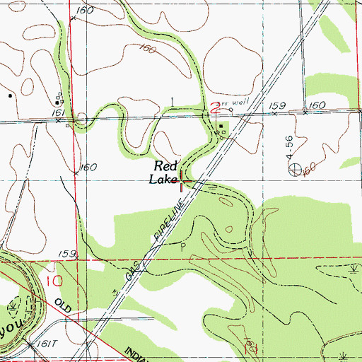 Topographic Map of Red Lake, MS